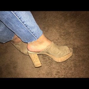 CHARLES DAVID - Micro Suede Platform Heel Mules